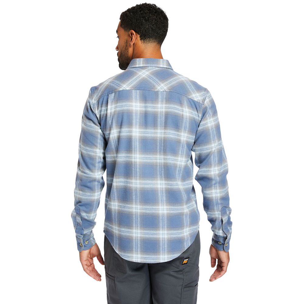 Timberland Πουκαμισα Ανδρικα Μπλε/Ασπρα - Pro® Woodfort Flex Flannel Work - Greece 5874102-YT